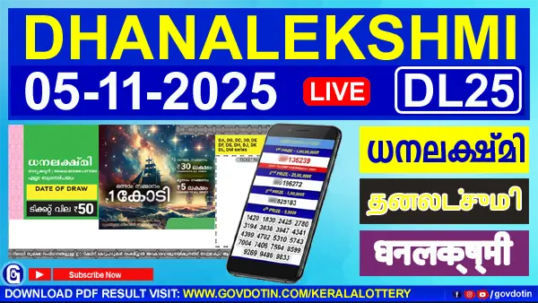 Kerala Lottery Result of Today Dhanalekshmi (DL-25) 05.11.2025