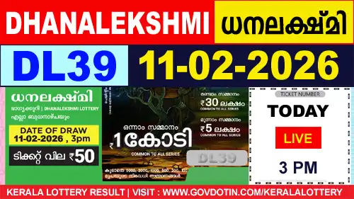 Kerala Lottery Result of Today Dhanalekshmi (DL-39) 11.02.2026