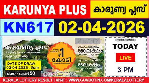Kerala Lottery Result of Today Karunya Plus (KN-617) 02.04.2026